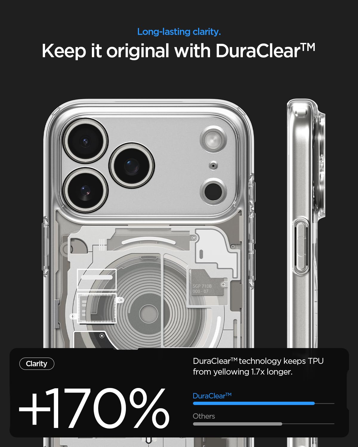 Spigen iPhone 17 Pro Max Ultra Hybrid Zero One MagFit case in Zero One Natural Titanium - DuraClear design details