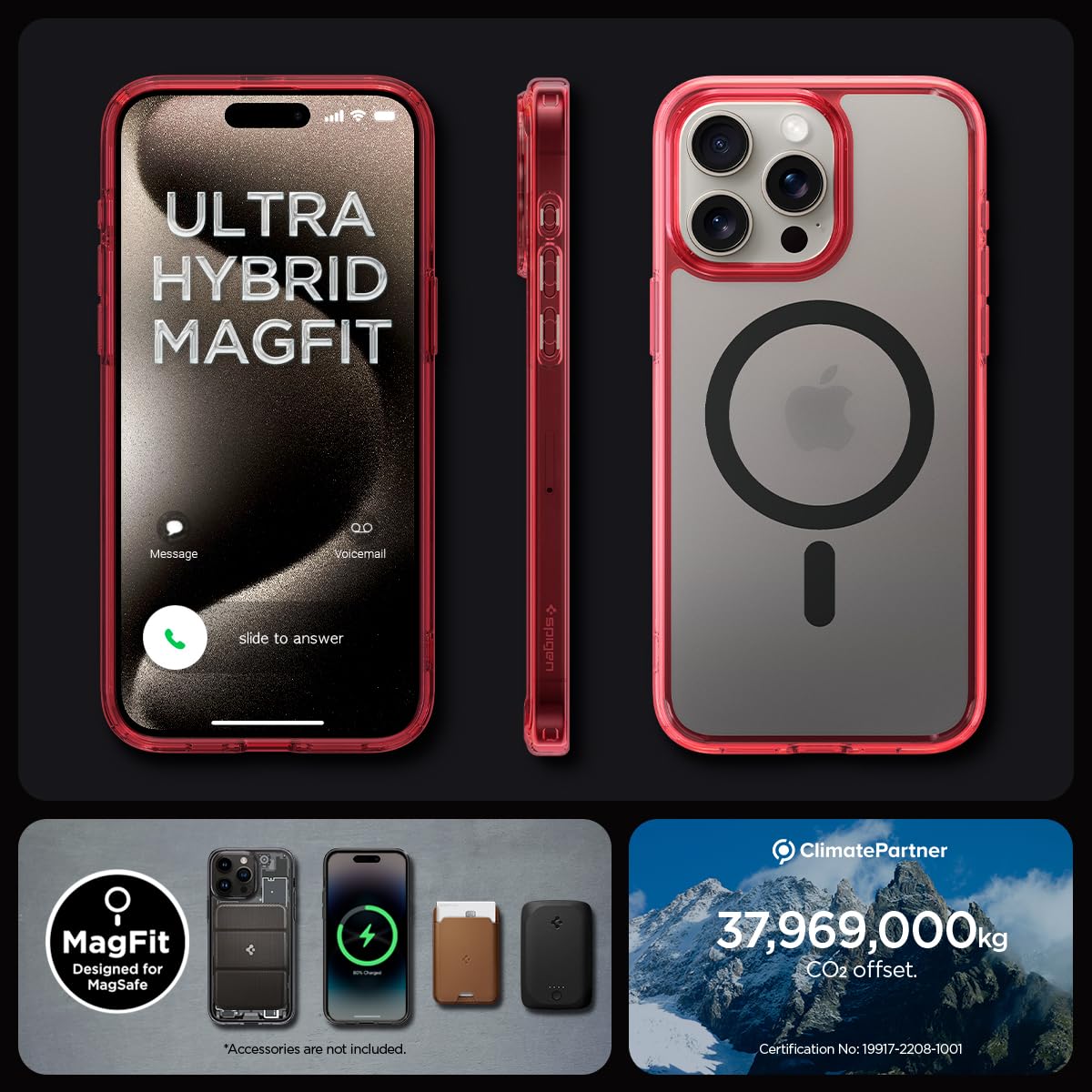 Spigen iPhone 15 Pro Max Case – Ultra Hybrid (MagFit) - Deep Red - image 7