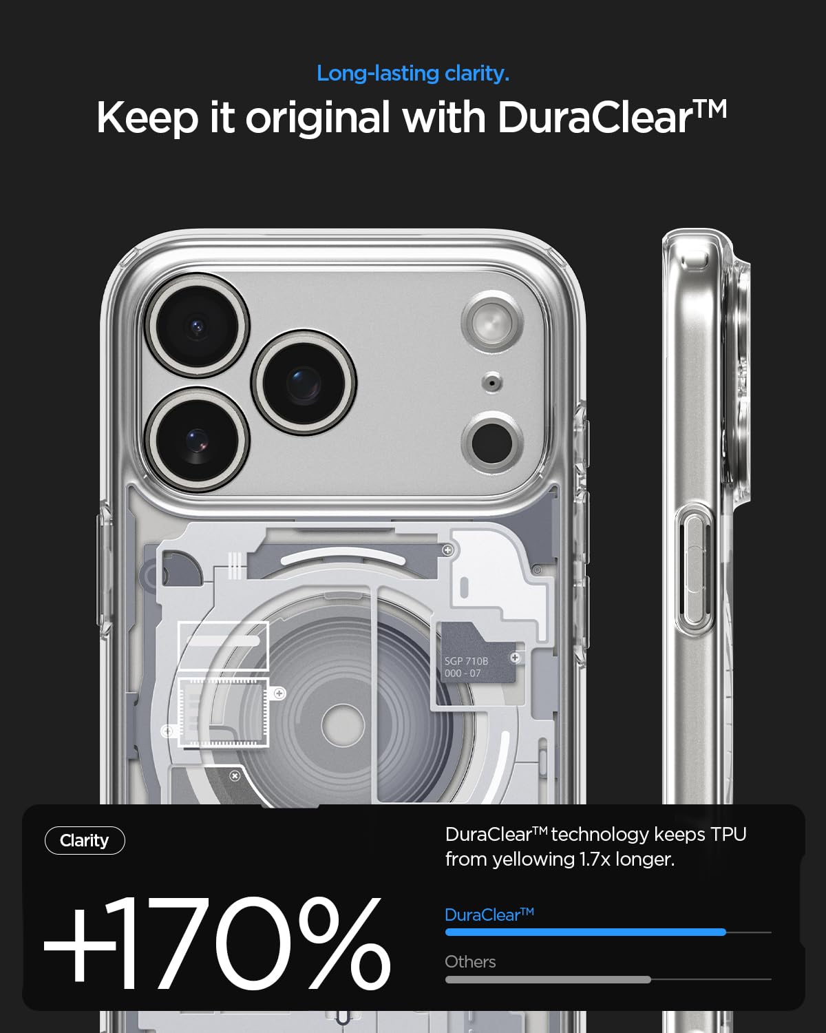 Spigen iPhone 17 Pro Max Ultra Hybrid Zero One MagFit case in Zero One White - DuraClear design details