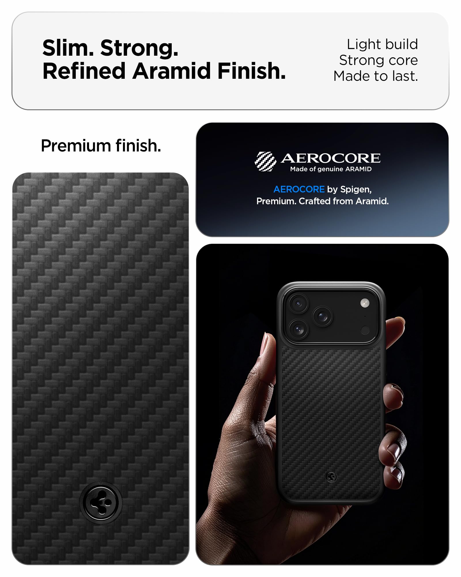 Spigen iPhone 17 Pro Enzo Aramid T MagFit case in Black Black - genuine aramid construction