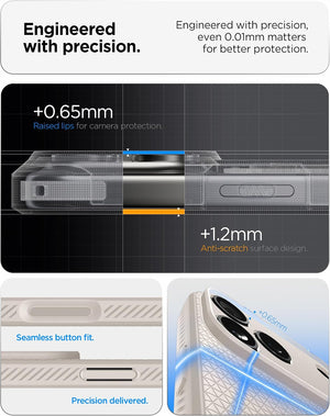 Spigen iPhone 17 Pro Liquid Air case in Natural Titanium - raised camera and screen edge details