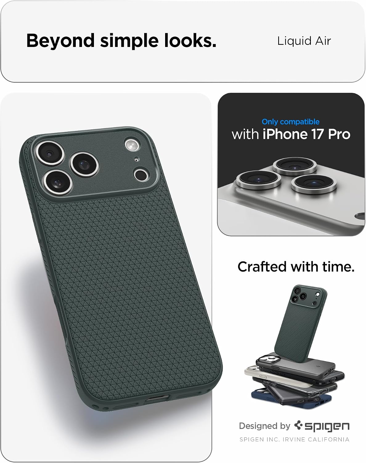 Spigen iPhone 17 Pro Liquid Air case in Abyss Green - iPhone 17 Pro compatibility confirmation