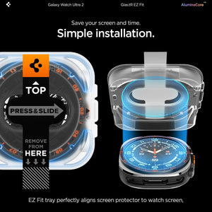 Spigen Galaxy Watch Ultra 2 47mm Screen Protector - GLAS.tR EZ Fit 2 Pack - Clear - image 7