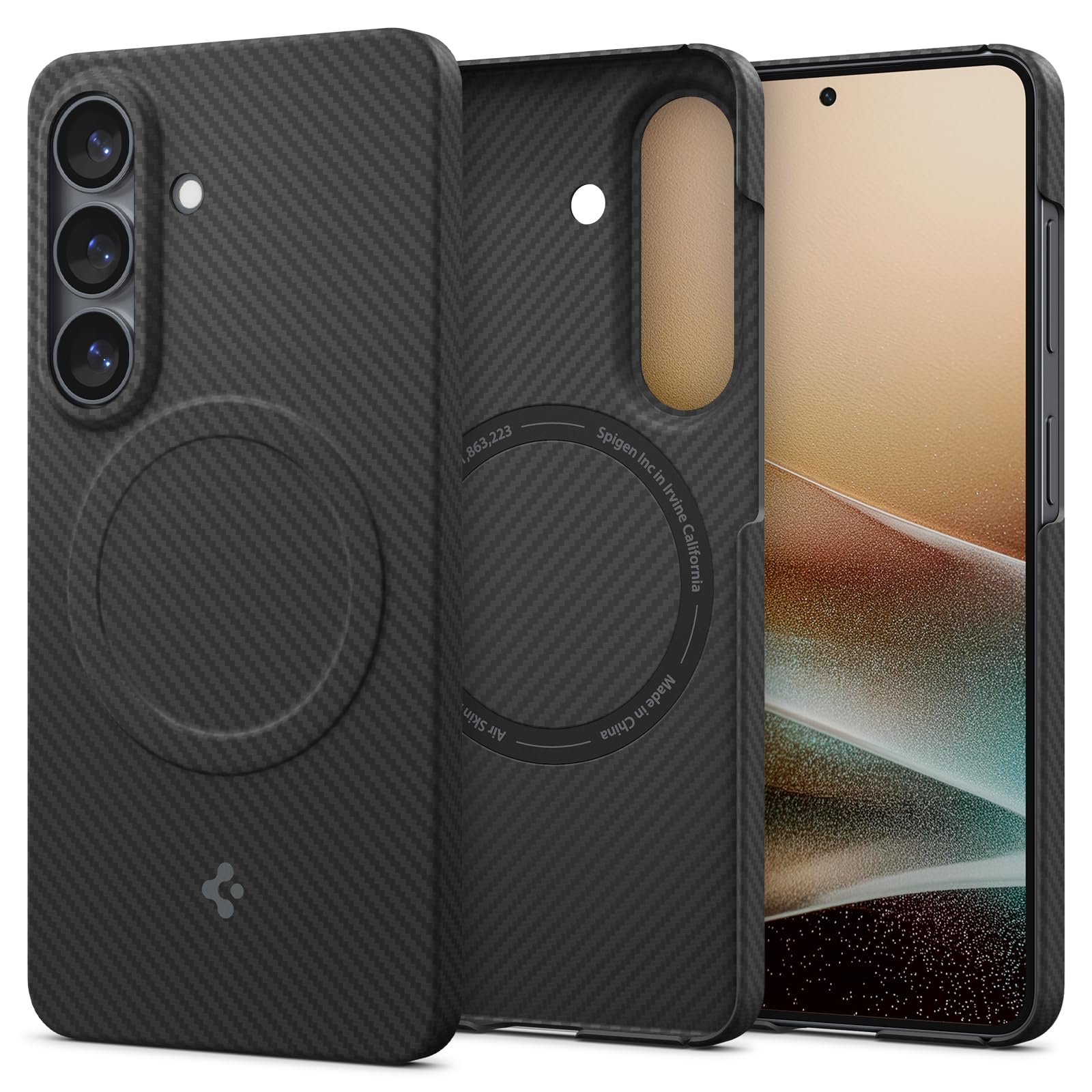 Black Spigen Air Skin Aramid MagFit case for Galaxy S26 Plus