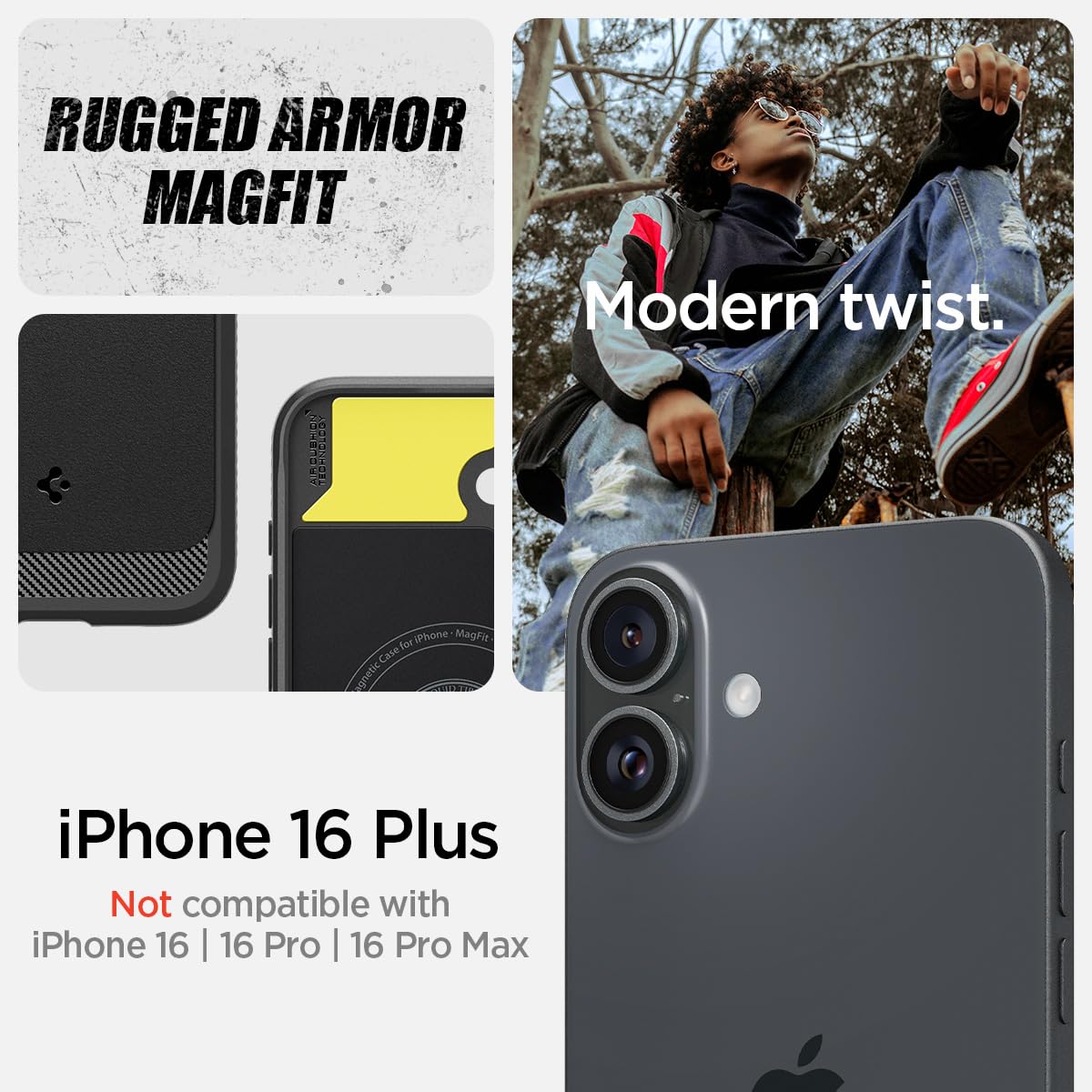Spigen iPhone 16 Plus Case – Rugged Armor (MagFit) - Amazon US image 2