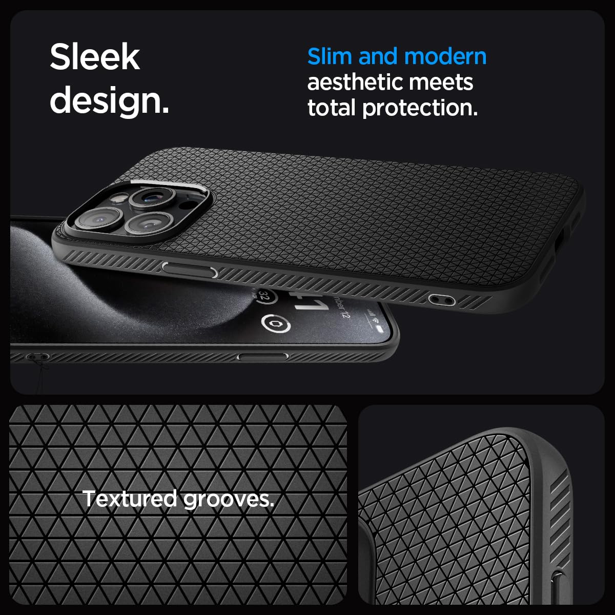 Spigen Liquid Air case for iPhone 15 Pro in Matte Black – alternate detail 2