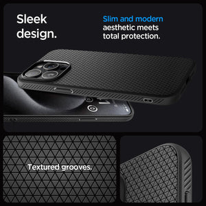 Spigen Liquid Air case for iPhone 15 Pro in Matte Black – alternate detail 2