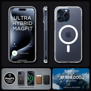 Spigen Ultra Hybrid (MagFit) case for iPhone 15 Pro in Frost Clear – detail image 6