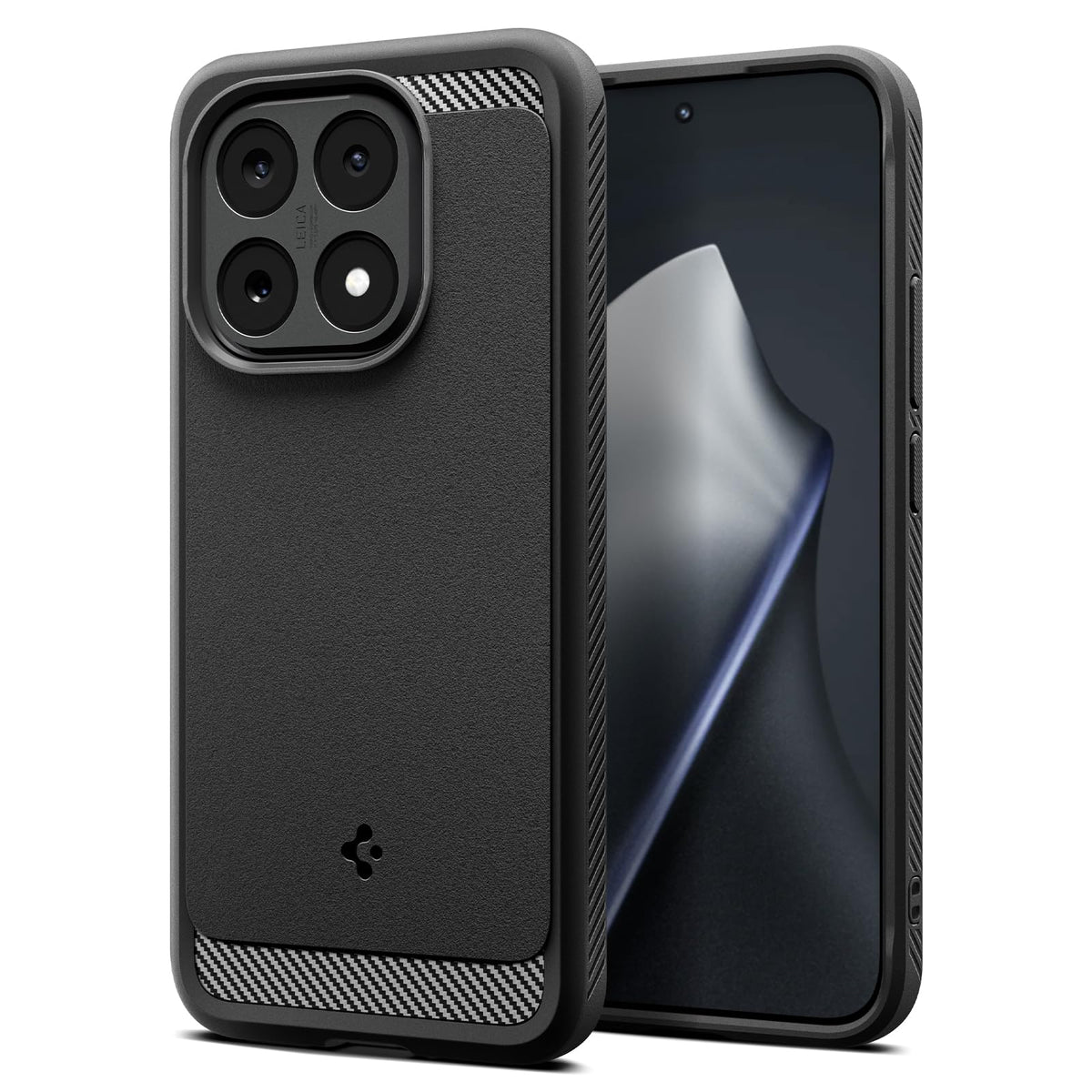 Spigen Xiaomi 15T Case – Rugged Armor in Matte Black on a white background