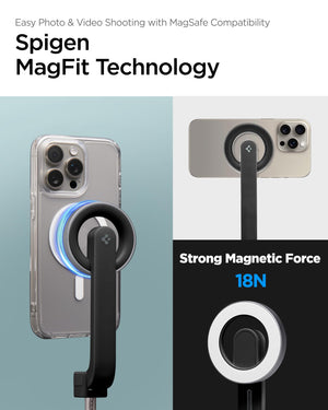 Spigen S571W 24.4-inch MagFit selfie stick tripod - reach and folded-size specifications