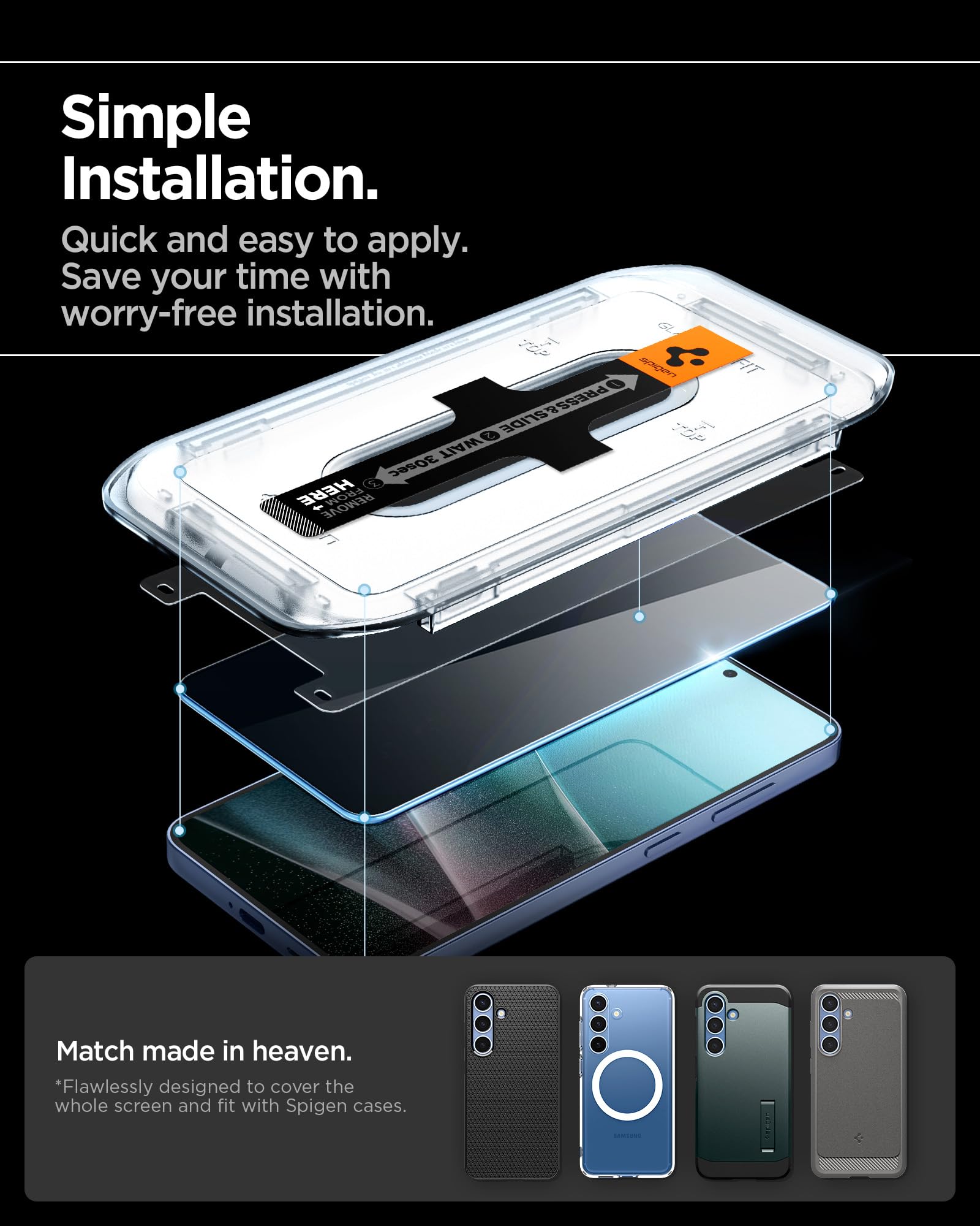 Spigen Galaxy S25 Plus / S24 Plus Privacy Screen Protector - Glas.tR EZ Fit (2 Pack) - Privacy - image 5