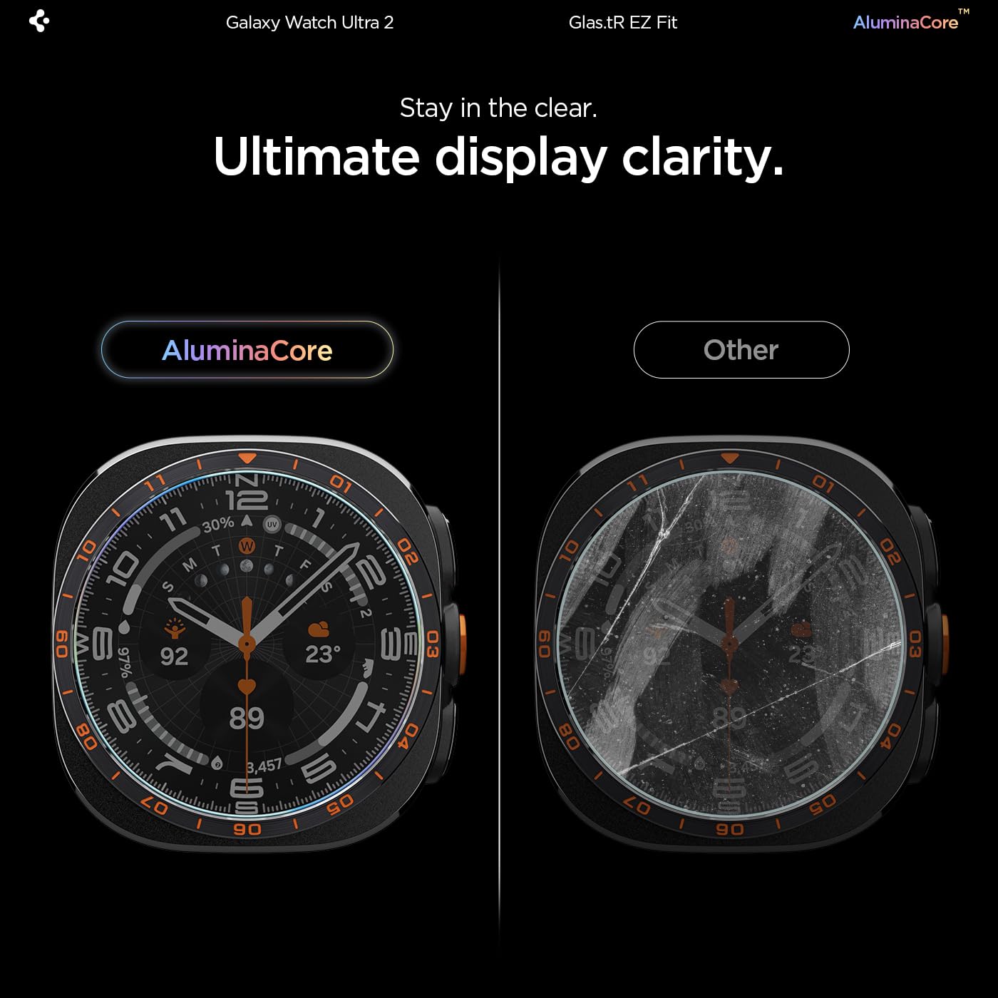 Spigen Galaxy Watch Ultra 2 47mm Screen Protector - GLAS.tR EZ Fit 2 Pack - Clear - image 5