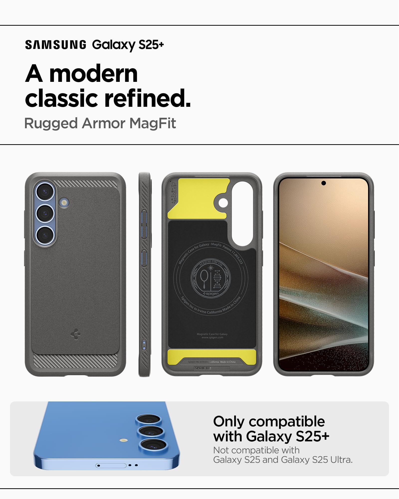 Spigen Galaxy S25 Plus Case - Rugged Armor MagFit - Marble Gray – image 2