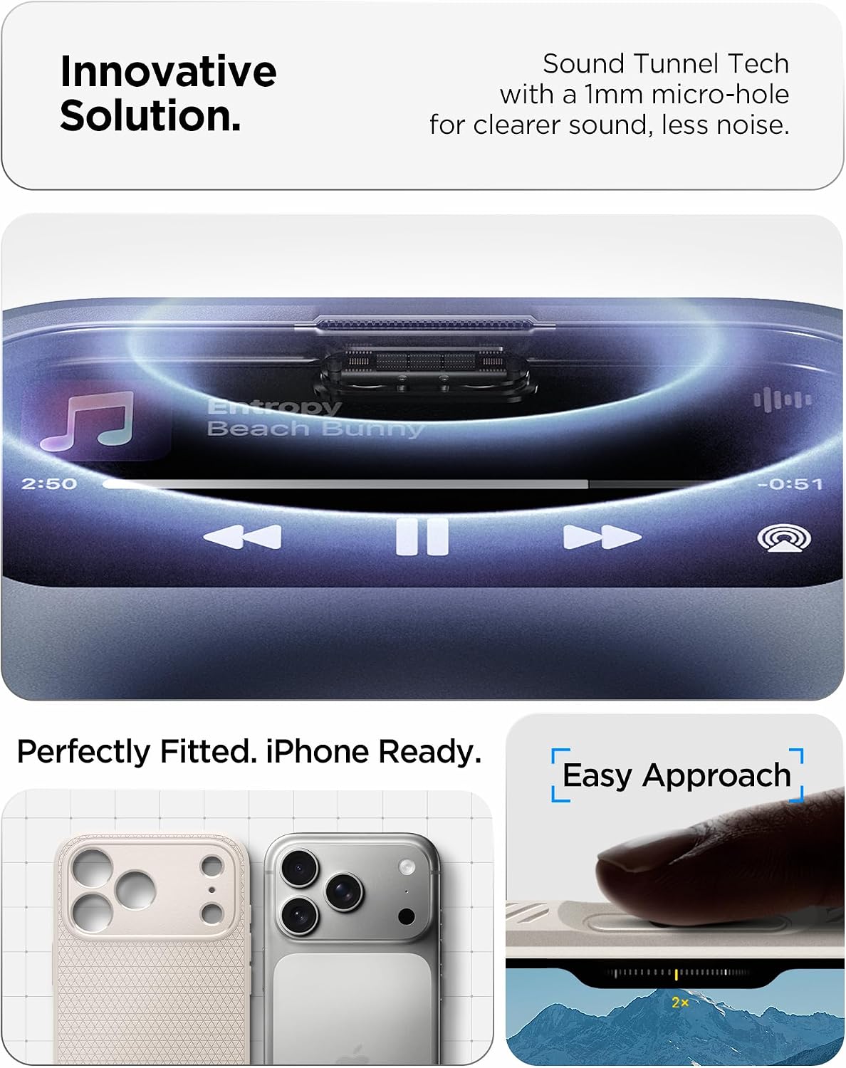 Spigen iPhone 17 Pro Liquid Air case in Natural Titanium - speaker channel and Camera Control access