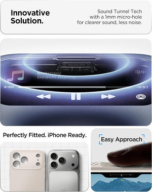 Spigen iPhone 17 Pro Liquid Air case in Natural Titanium - speaker channel and Camera Control access
