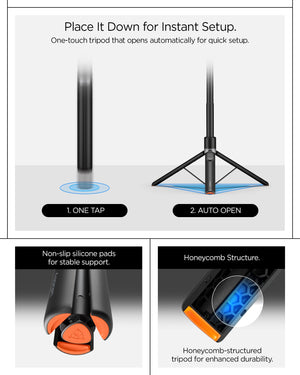 Spigen S582W 65.55-inch MagFit selfie stick tripod - Bluetooth remote specifications