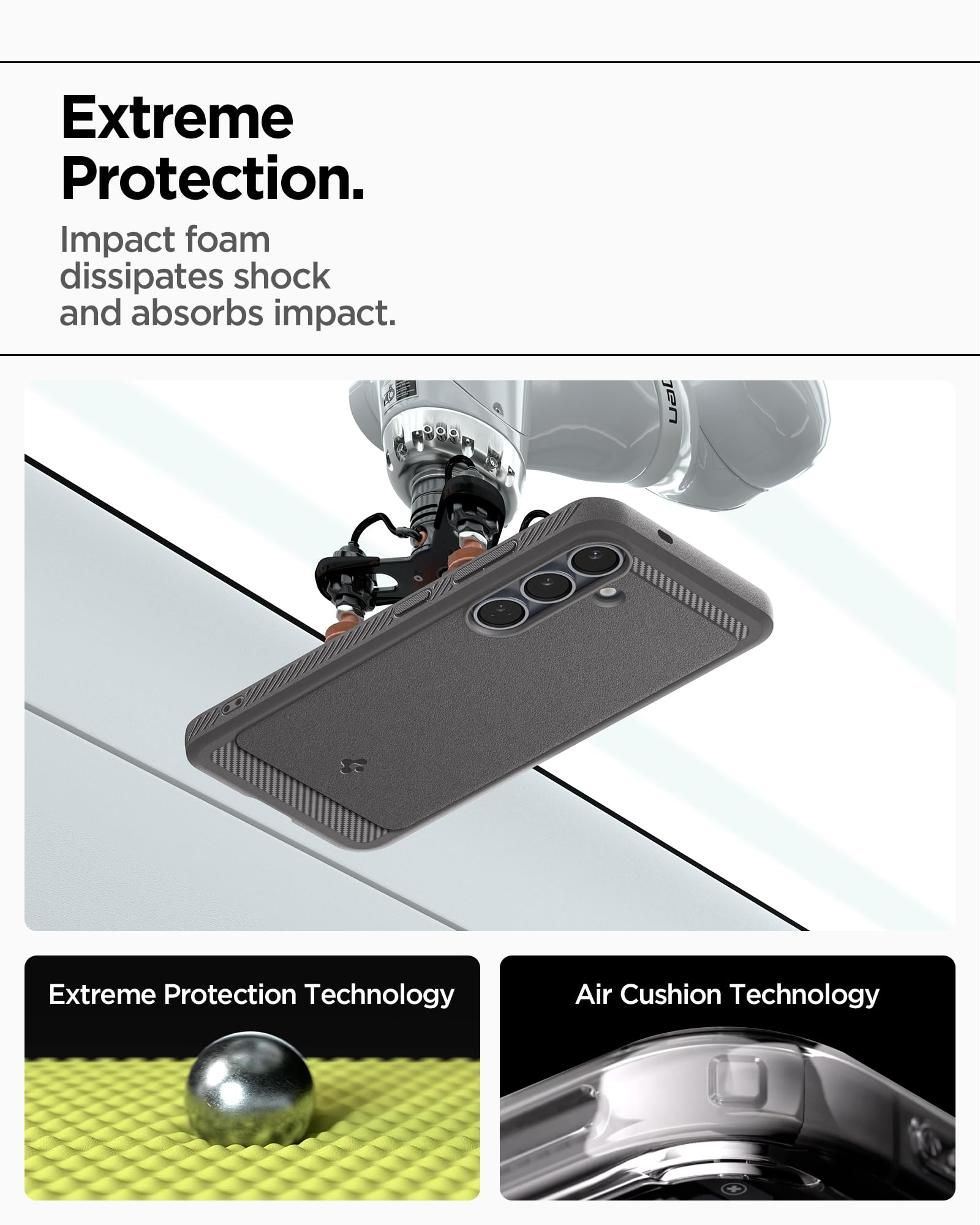 Spigen Galaxy S25 Rugged Armor MagFit Marble Gray case view 6