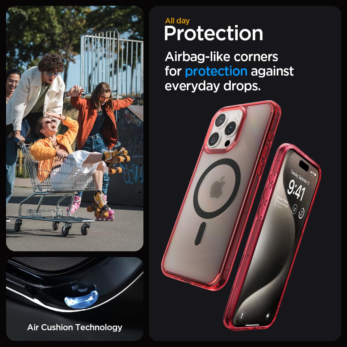 Spigen Ultra Hybrid (MagFit) case for iPhone 15 Pro in Deep Red – detail image 4