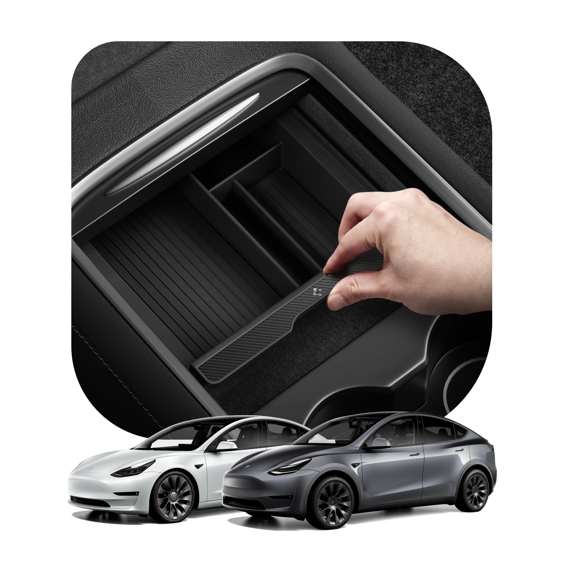 Spigen Tesla Model Y and Model 3 center console organizer sliding tray