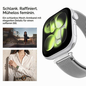 Breathable mesh construction of Spigen WBM4 silver watch band