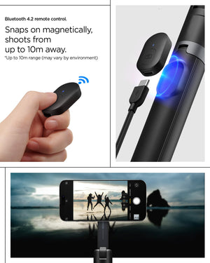 Spigen S581W 66.34-inch MagFit selfie stick tripod - usage and rotation detail
