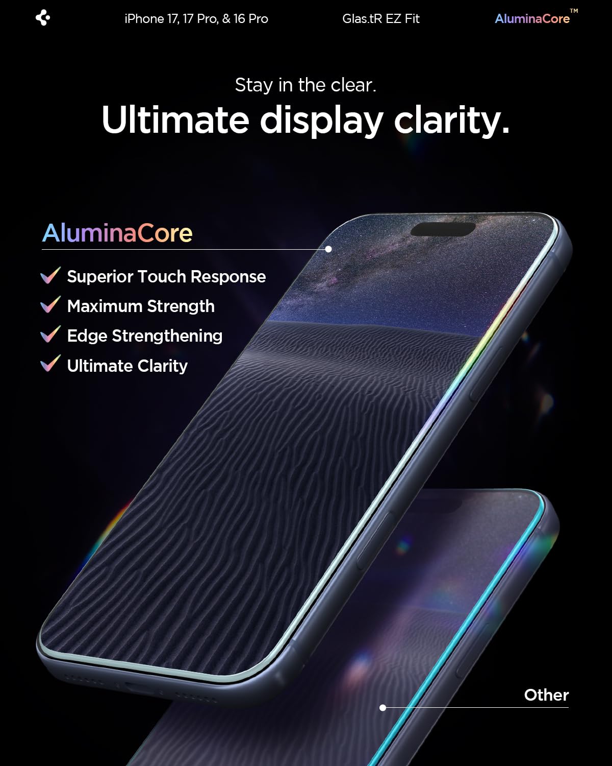 Spigen iPhone 16 Pro Screen Protector – GLAS.tR EZ Fit (2 Pack) – detail image 7