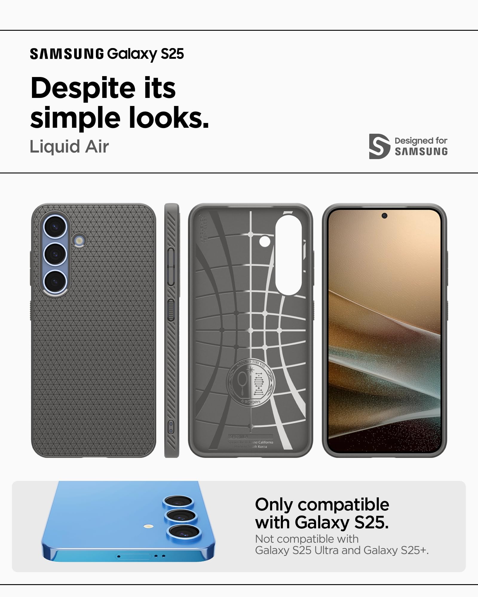 Spigen Galaxy S25 Liquid Air Marble Gray case view 2