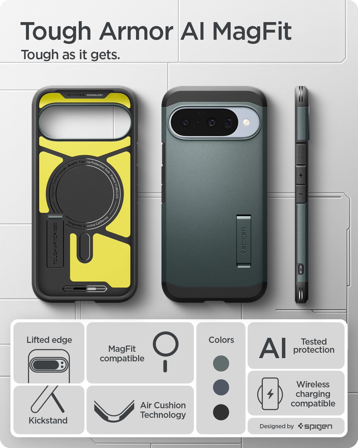 Spigen Tough Armor MagFit Google Pixel 10 Pro / Pixel 10 Kickstand Case - Abyss Green - image 3