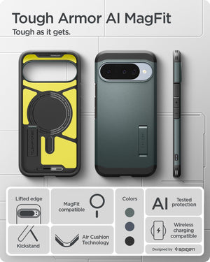 Spigen Tough Armor MagFit Google Pixel 10 Pro / Pixel 10 Kickstand Case - Abyss Green - image 3