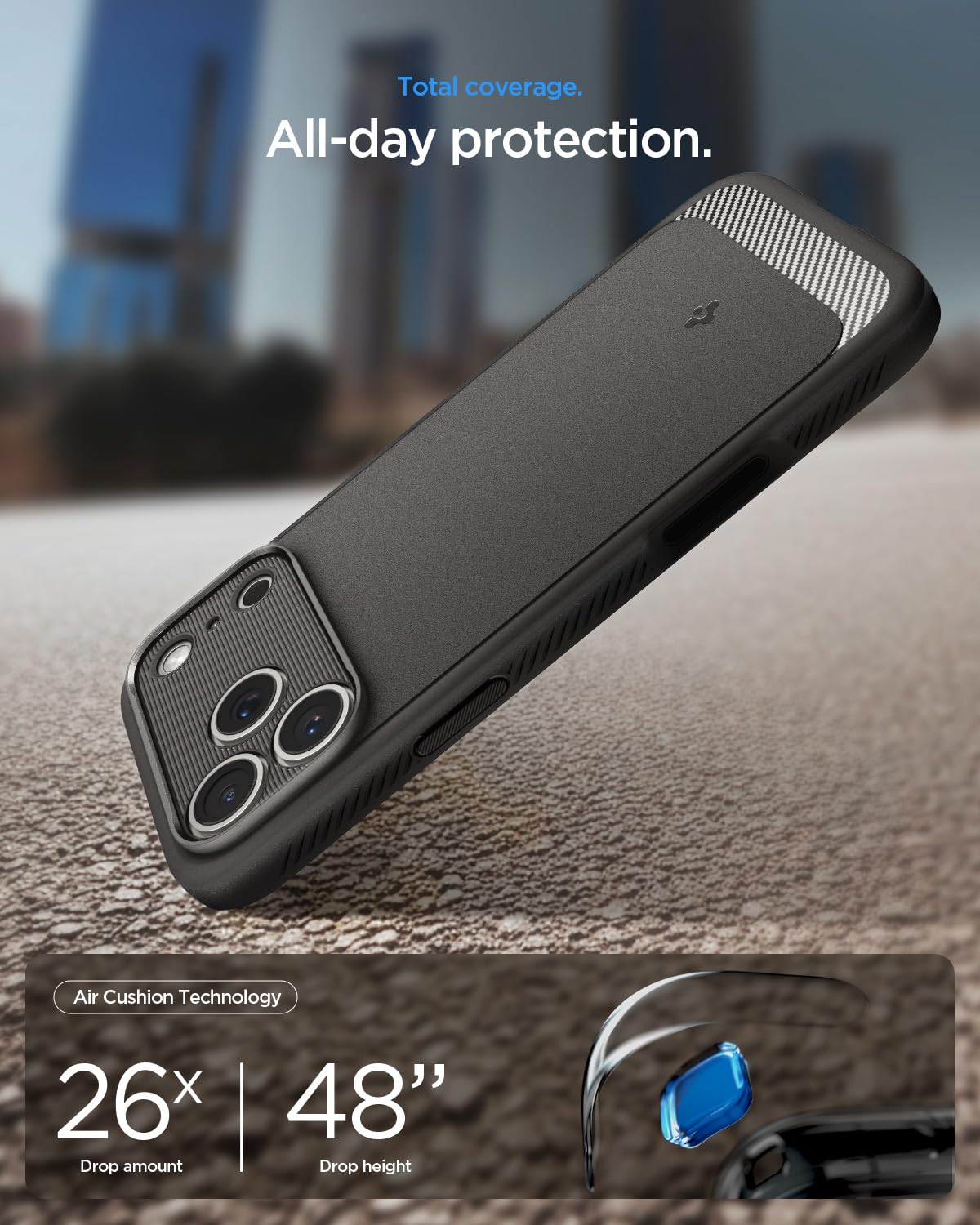 Spigen iPhone 17 Pro Rugged Armor MagFit case in Gray - drop protection