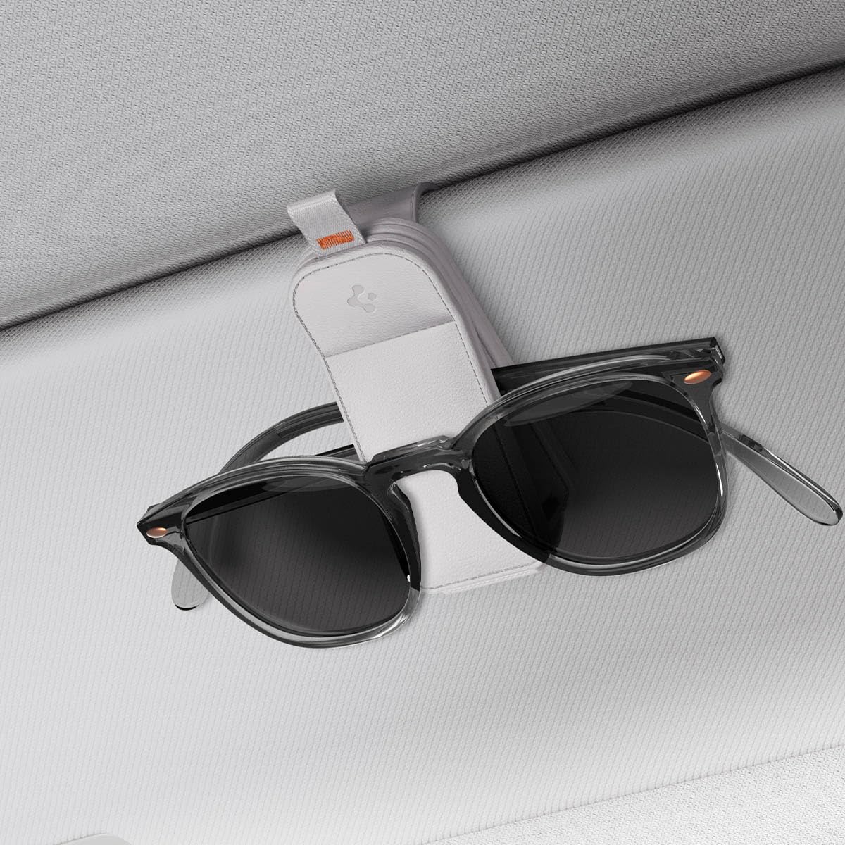 Spigen Car Visor Sunglasses Holder – SH101 Vegan Leather 2-Pack - Gray - image 1