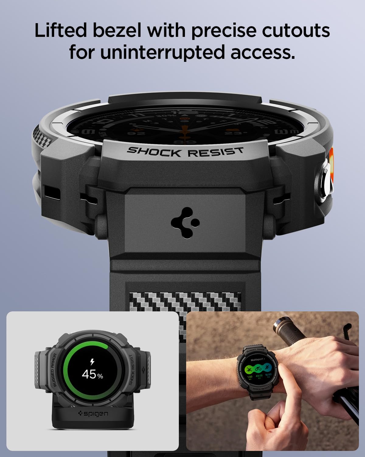 Spigen Galaxy Watch Ultra 2 47mm Case + Band - Rugged Armor Pro - Matte Black - image 7