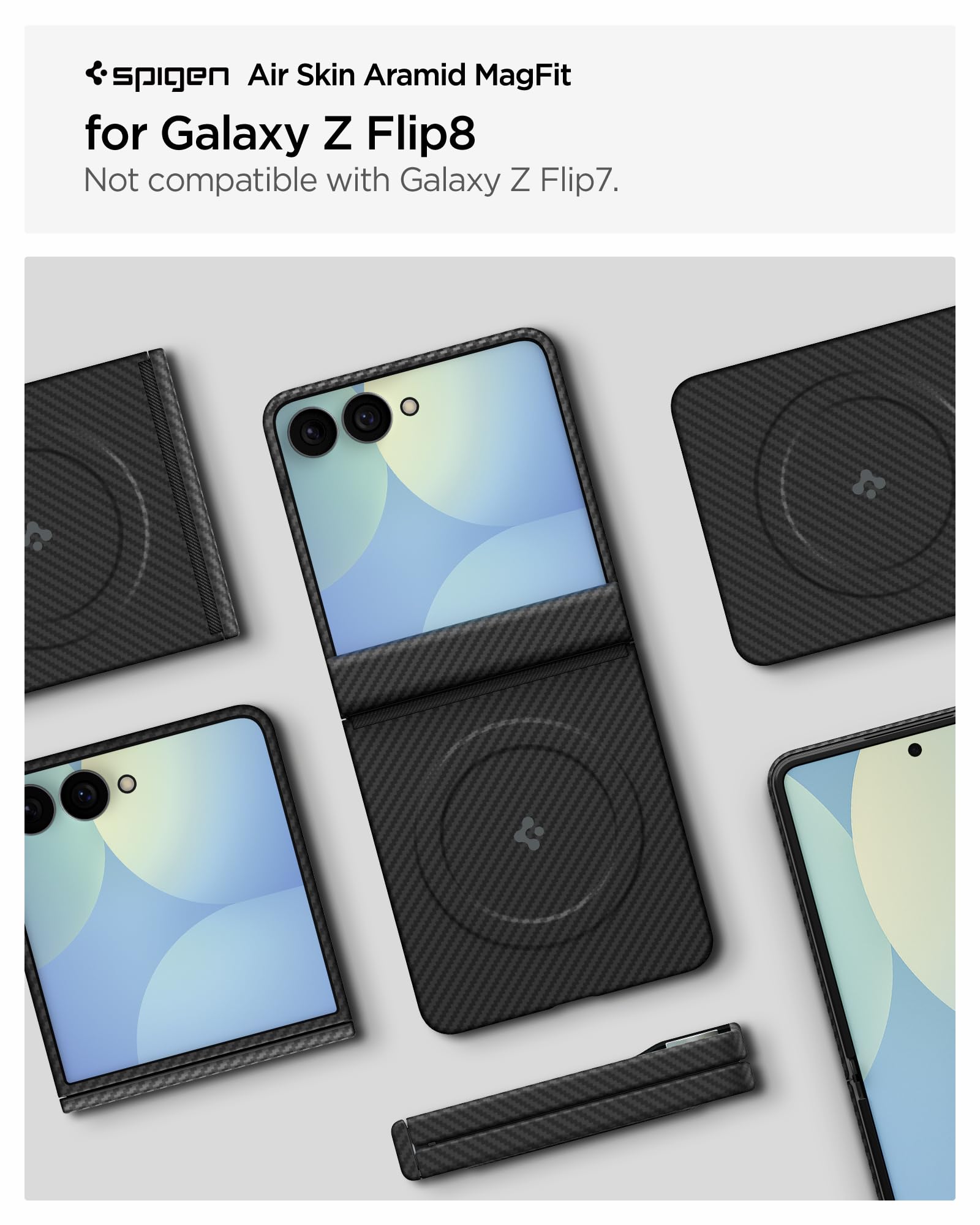 Spigen Galaxy Z Flip 8 Case Air Skin Aramid MagFit – Black – Galaxy Z Flip 8 compatibility view