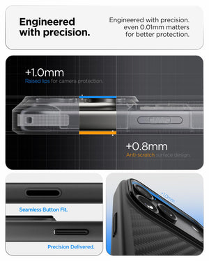 Spigen iPhone 17 Pro Enzo Aramid T MagFit case in Black Black - precision camera and button protection