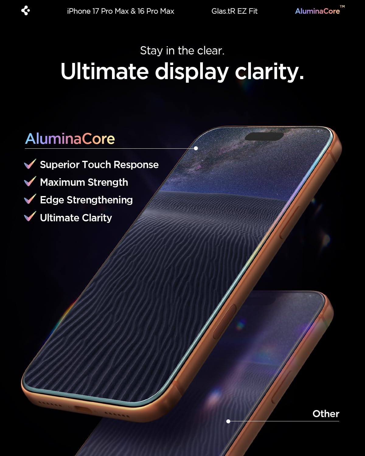 Spigen iPhone 16 Pro Max Screen Protector – GLAS.tR EZ Fit (2 Pack) – detail image 7