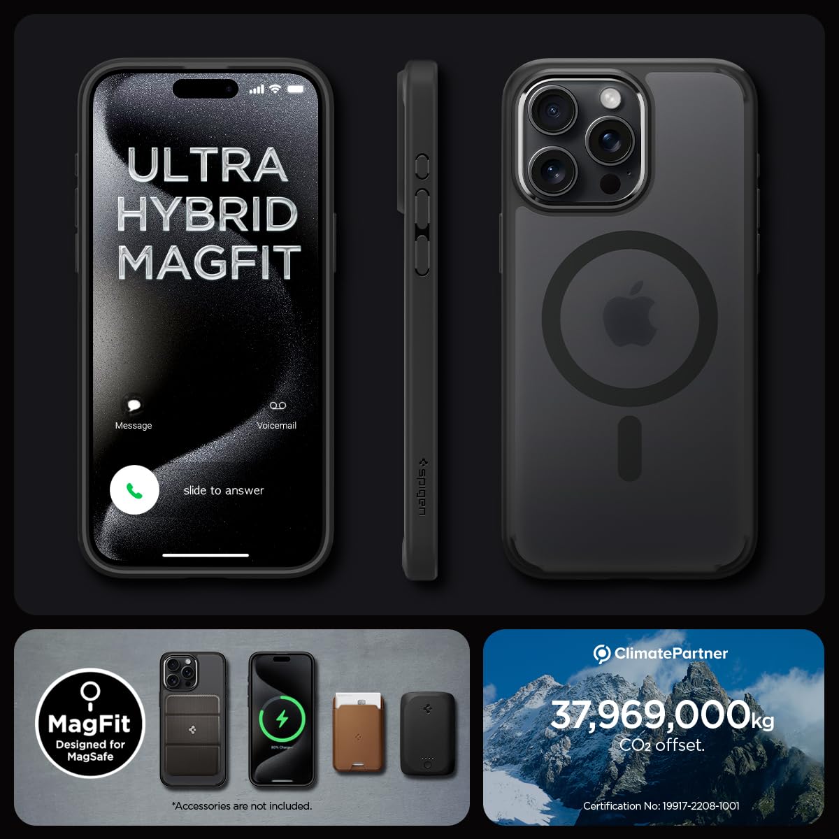 Spigen iPhone 15 Pro Max / 15 Pro / 15 Case – Ultra Hybrid (MagFit) - Frost Black
