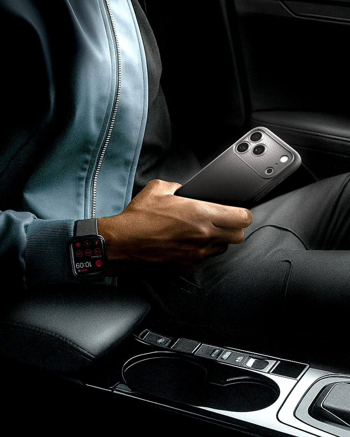 Spigen iPhone 17 Pro Rugged Armor MagFit case in Gray - lifestyle view