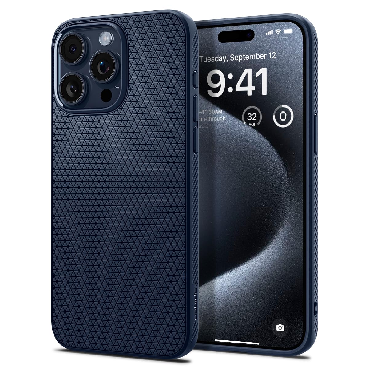Spigen Liquid Air case for iPhone 15 Pro in Navy Blue – product image