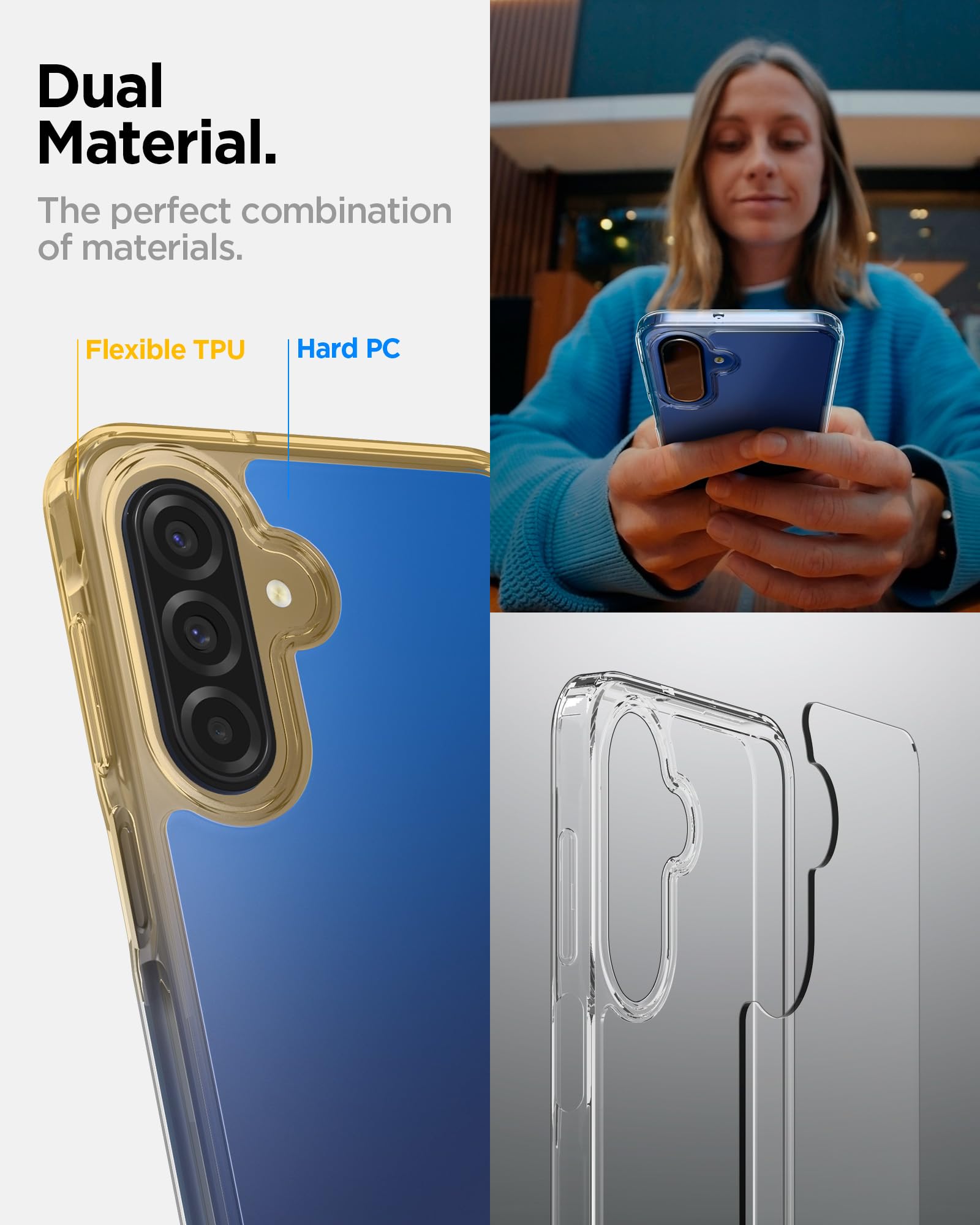 PC and TPU hybrid construction of Galaxy A17 clear case