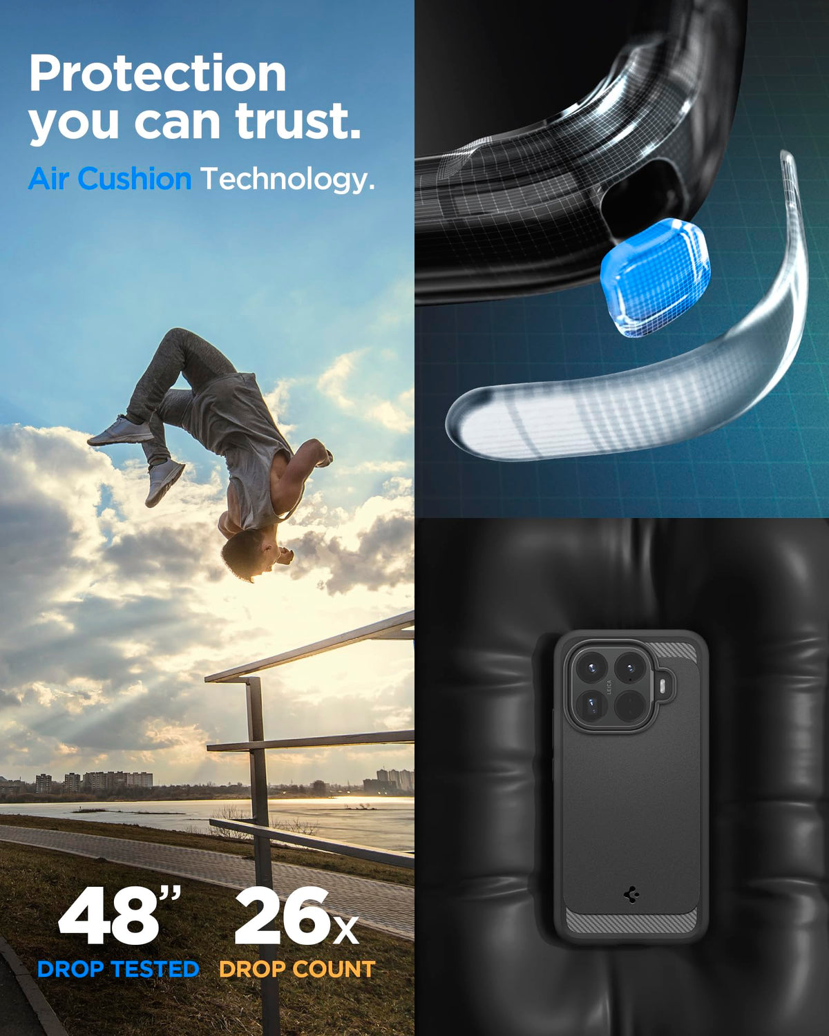 Spigen Xiaomi 15T Pro Case – Rugged Armor Air Cushion corner protection detail