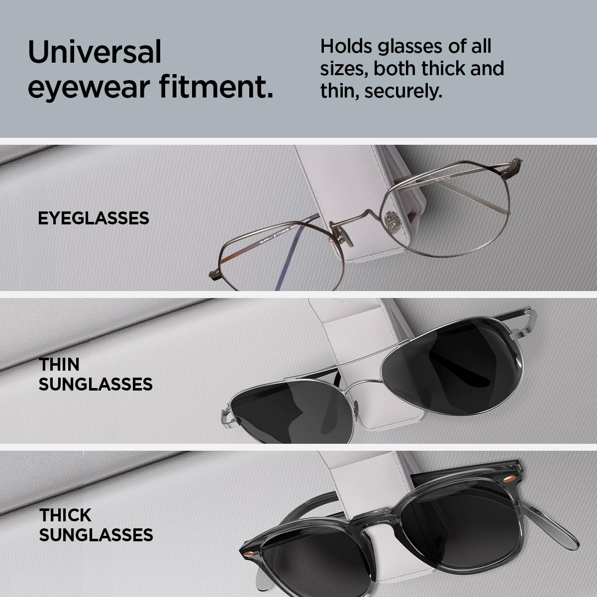 Spigen Car Visor Sunglasses Holder – SH101 Vegan Leather 2-Pack - Gray - image 5