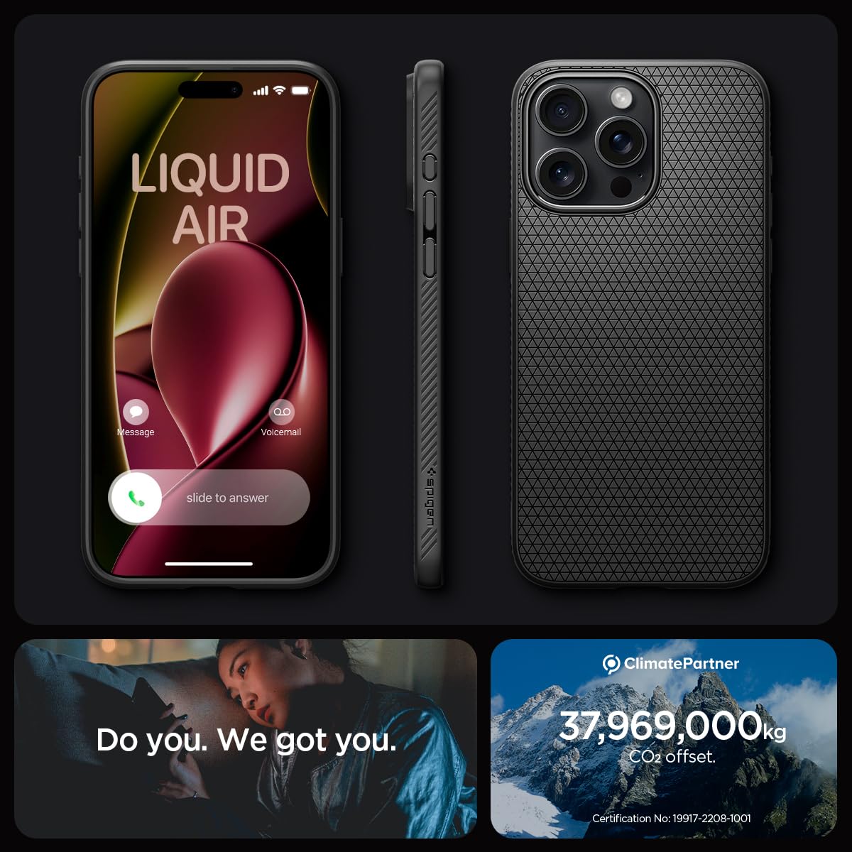 Spigen Liquid Air case for iPhone 15 Pro in Matte Black – alternate detail 6