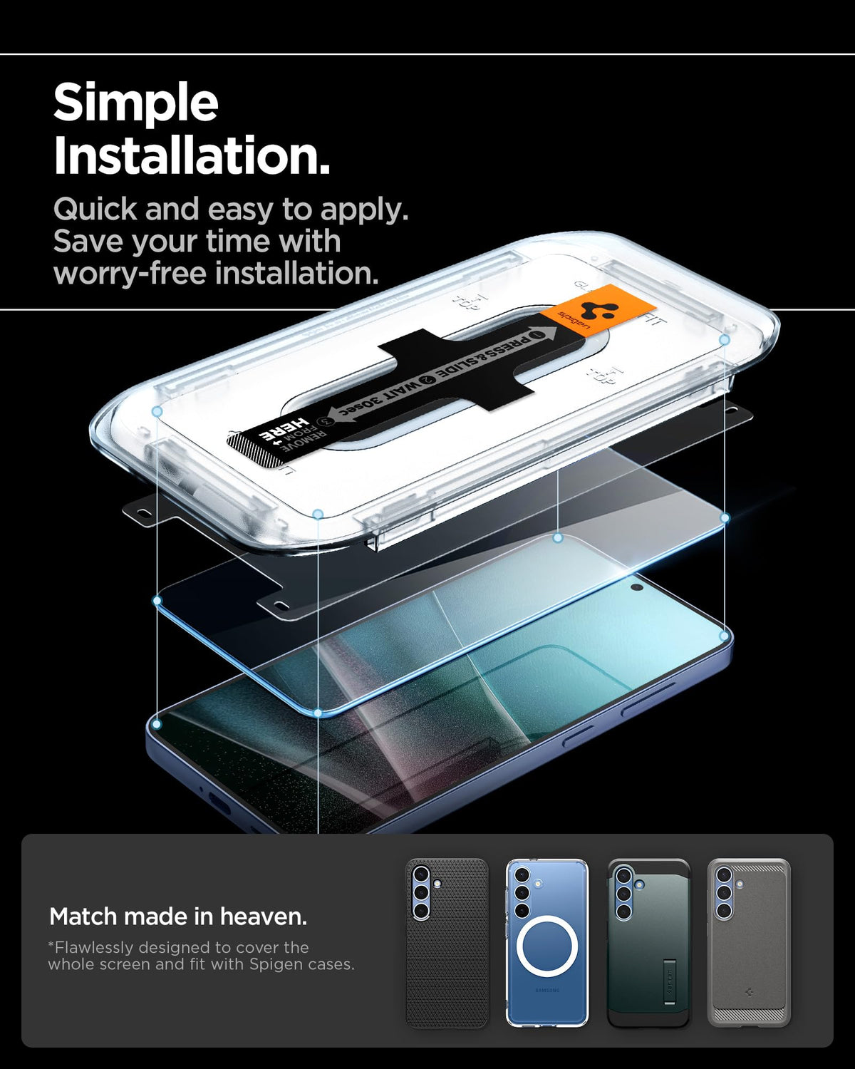 Spigen Galaxy S25 Plus / S24 Plus Screen Protector - Glas.tR EZ Fit Tempered Glass (2 Pack) - Clear - image 4