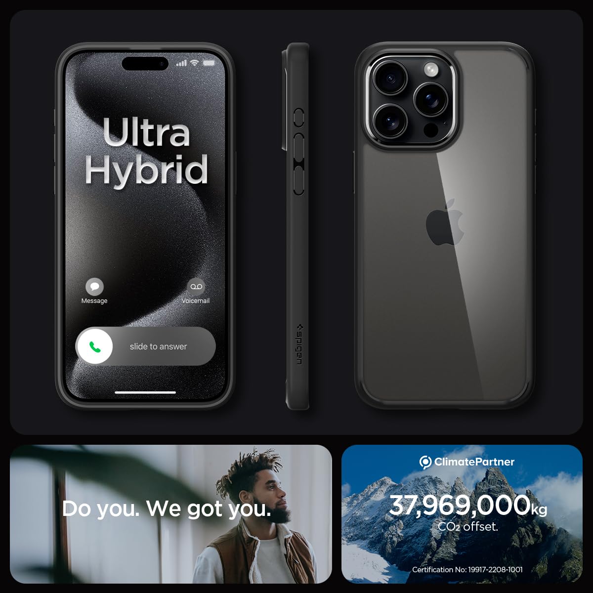 Spigen Ultra Hybrid case for iPhone 15 Pro Max in Matte Black – alternate detail 6