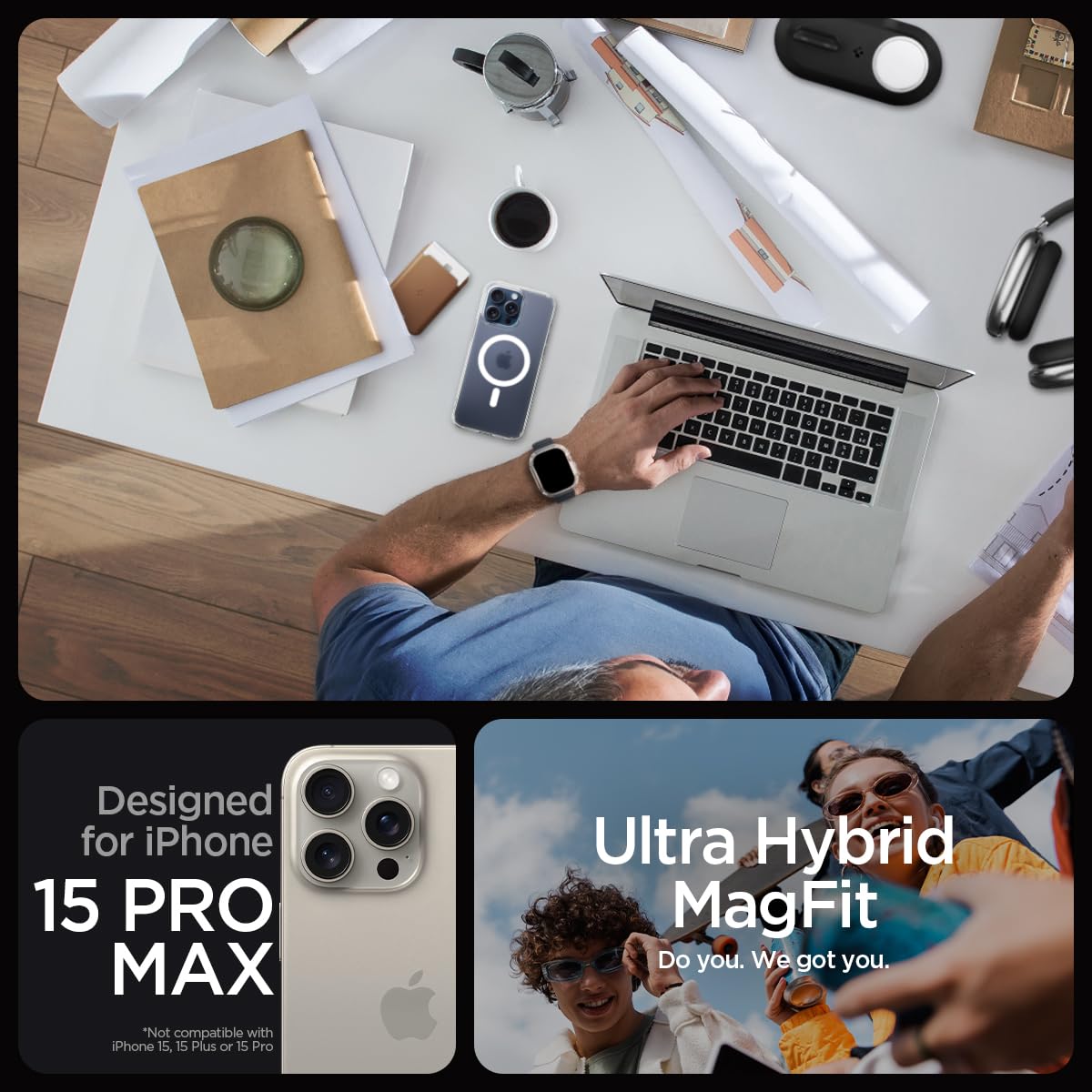Spigen iPhone 15 Pro Max Case – Ultra Hybrid (MagFit) - Frost White - image 2