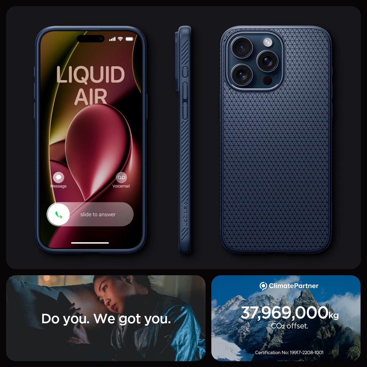 Spigen Liquid Air case for iPhone 15 Pro in Navy Blue – alternate detail 6