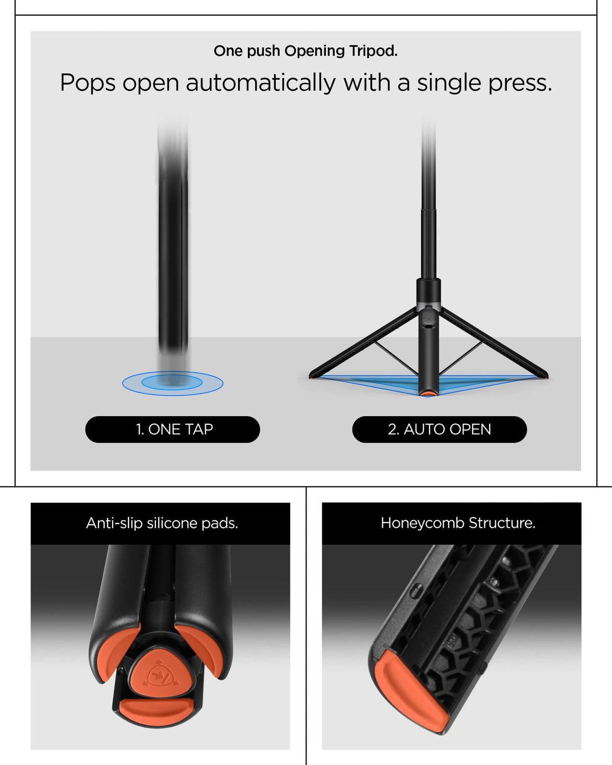 Spigen S581W 66.34-inch MagFit selfie stick tripod - tripod support construction