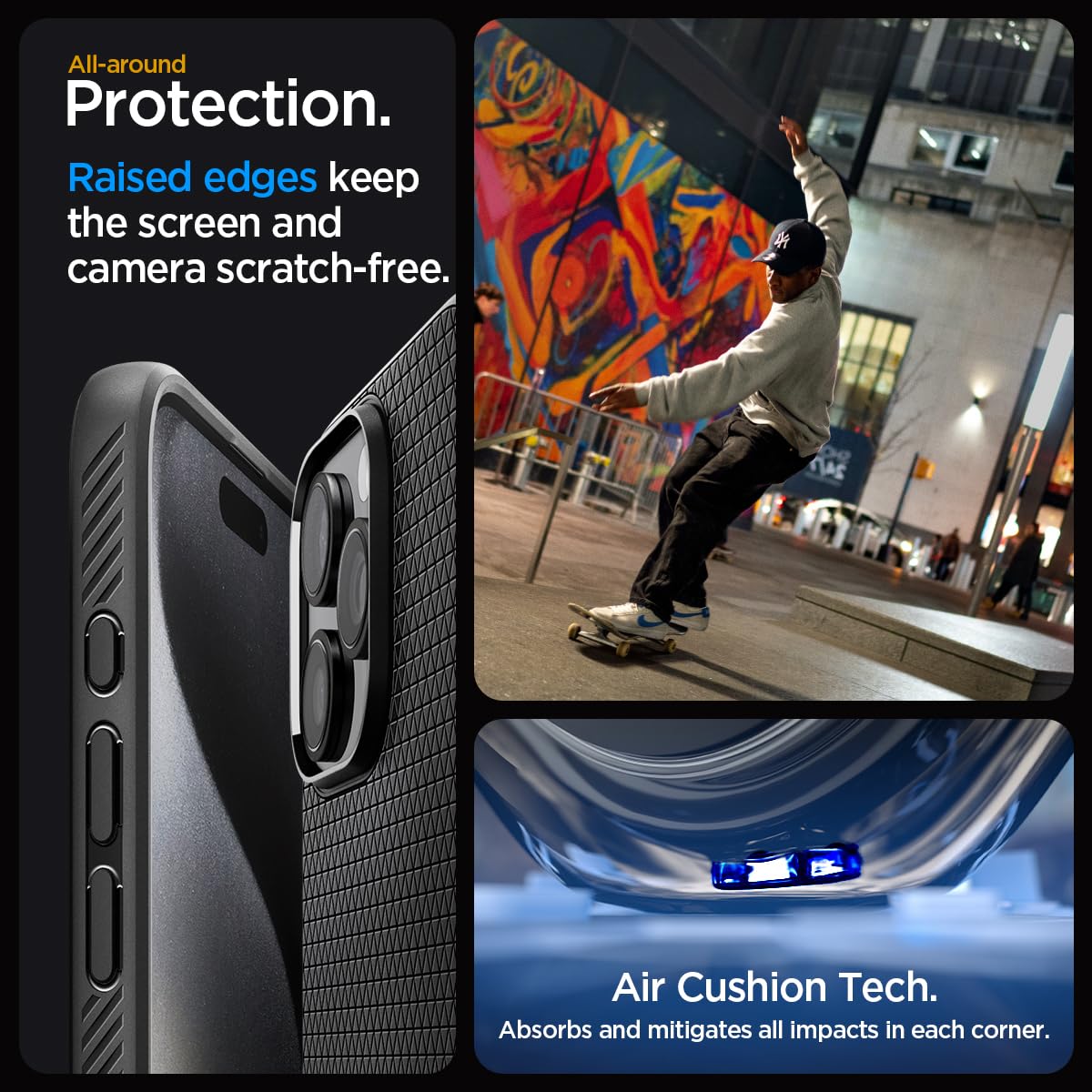 Spigen Liquid Air case for iPhone 15 Pro in Matte Black – alternate detail 4