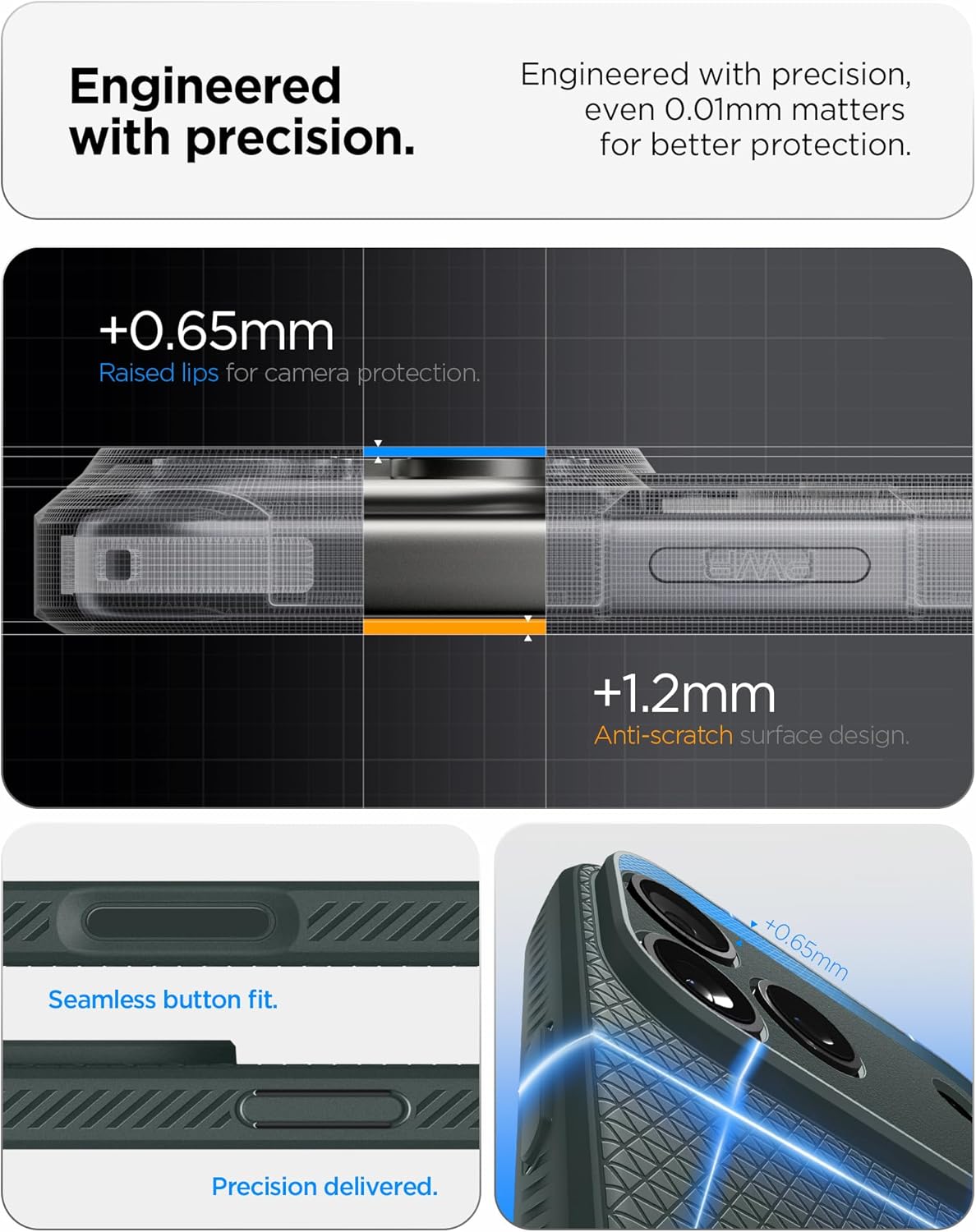 Spigen iPhone 17 Pro Liquid Air case in Abyss Green - raised camera and screen edge details
