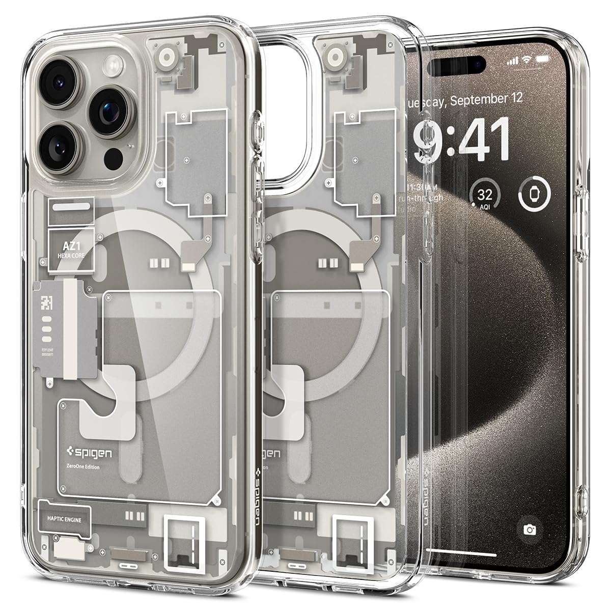 Spigen Ultra Hybrid Zero One (MagFit) case for iPhone 15 Pro in Zero One Natural Titanium – product image
